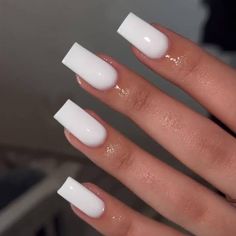 White Press On Nails, Fake Acrylic Nails, Nails Medium Length, Press On Nails Medium, Nails White, Manicure Nails