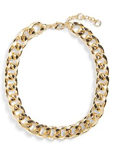 Curb Chain Choker Necklace | Banana Republic Metal Chain Link Jewelry With Gold Clasp, Gold Clasp Chain Link Jewelry, Gold-tone Metal Jewelry With Curb Chain, Trendy Gold-tone Curb Chain Jewelry, Trendy Gold Chunky Chain Jewelry, Chic Metal Jewelry With Curb Chain, Chic Gold Curb Chain Necklace, Gold-tone Chain Strap Jewelry Gold Plated, Trendy Gold-tone Jewelry With Chain Strap