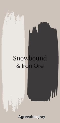 the words snowbound and iron one are shown in black on a light gray background