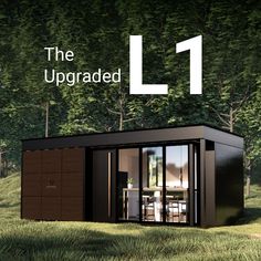 a small house with the words the upgrade 1 on it's front and side