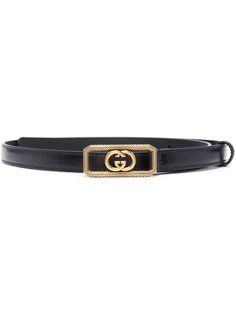 black calf leather smooth grain signature Interlocking G buckle gold-tone hardware buckle fastening punched holes adjustable fit This piece comes complete with a protective dust bag. We've partnered with Good On You — an independent agency that rates how brands perform in relation to their impact on the planet, people and animals, with a multi-criteria rating simplified to a five points scale. In order to be awarded our conscious label, larger brands need to score a minimum of four out of five ( Luxury Gucci Belt Buckles, Classic Gucci Belt Buckle For Formal Wear, Gucci Elegant Business Belt, Elegant Gucci Belt For Business, Gucci Designer Belt Buckles For Business, Luxury Black Gucci Belt Buckles, Designer Business Belts With Gold-tone Hardware, Luxury Belts With Rectangular Buckle, Luxury Belts With Rectangular Buckle Closure