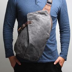 Woosir Vintage Shoulder Sling Backpack Waxed Canvas Mens Messenger Cro Canvas Duffle Bag Men, Mens Leather Sling Bag, Sling Bag Men, Canvas Sling Bag, Sling Bag For Men, Canvas Duffle Bag, Mens Crossbody Bag, Waxed Canvas Bag, Leather Weekender Bag