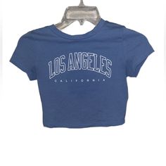 Short Sleeve Crop Top Says “Los Angeles California” On It In White Lettering. Used But In Brand New Condition. Dark Blue Crop Top, Tops Shein, Blue Crop Top, Short Sleeve Crop Top, Blue Crop Tops, Short Sleeve Cropped Top, Shein Tops, Crop Tshirt, Los Angeles California