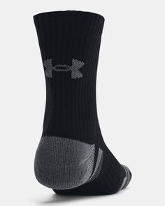 Durable material wicks sweat & dries really fast|New Locked-In Fit design keeps sock securely on heel for an adjustment-free fit|Medium cushioning throughout foot for comfort & protection|Mesh panels on top of foot for added breathability|Built-in arch support helps reduce foot fatigue Under Armour Socks, Ankle Socks Women Under Armour, Under Armour Ankle Socks, Functional Black Sports Socks, Functional Black Non-slip Socks, Mesh Panel, Cotton Socks, Crew Socks, Under Armour