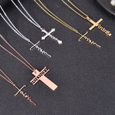 The Most Detailed Cross Name Necklace: Our personalized cross name necklace chain pendant are by far the most detailed in the market. No one can beat our quality. ✔✔ Fast Production & Shipping: These name chains are customized and shipped in only about 5-8 business days. For any custom jewelry, that's FAST. 🚀🚀 Anti Fade: The engraving method used in our custom cross name pendant necklace ensure that these charms will never fade away. 😎😎 Personalized Charm: Each custom religious name pendant locket is carefully personalized to perfection. ✅✅ Perfect Gift: These custom name necklaces pendant are a perfect gift for any occasion and are sure to bring the happiness to the receiver. 🎁🎁 Available in Gold & Silver: Whether you need gold name necklace or silver name necklace, we have got you Personalized Spiritual Crucifix Necklace, Silver Name Necklace With Cross Pendant, Personalized Cross Necklace Pendant As Gift, Silver Cross Pendant Necklace With Name, Personalized Cross Necklace With Name, Personalized Name Cross Necklace, Personalized Name Cross Necklaces, Personalized Engraved Cross Necklace, Silver Name Necklace With Cross Shape