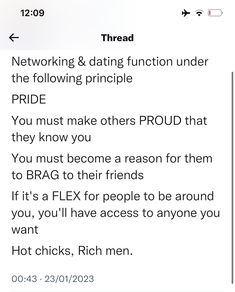 the text reads,'threadd networking & dating function under the following article pride you must make others proud that they know you