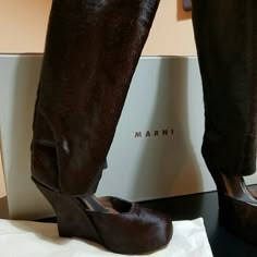 Marni Pony Calf Hair Boots With Wedge Heel Never Worn Carrie Bradshaw Shoes, Marni Shoes, A Love Letter, Many Shoes, Calf Hair, Love Letter, Heels Boots, Sneaker Heels, Designer Sneakers