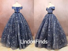 Navy blue off the shoulder lace tulle ball gown  DESCRIPTION      Dresses Length: Floor Length     Sleeve Style:Sleeveless     Waistline: Natural     Material:Tulle     Silhouette: A-Line     Neckline:Off the shoulder  CUSTOMIZATION  The dress can be made-to-order. Please note the following information in your order:  Bust:   Waist:   Hips:   Shoulder to shoulder  Hollow to Floor(barefoot):   Height(barefoot): From head to floor)  Shoes high：  Date when you need the dress:     There is no extra Blue Prom Gown, 18th Century Costume, Tulle Balls, Floral Prom Dresses, Tulle Ball Gown, Evening Dresses Cocktail, Gown Prom, African Dresses For Women, Shoes High