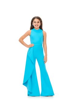 Ashley Lauren Kids 8158 Neon Orange Girls Pageant Jumpsuit with Ruffle Side Scuba High Neckline Casual Wear Pageant Outfits, Pageant Jumpsuit, Interview Hair, Pageant Walk, Pageant Interview, Pageant Outfits, Ashley Lauren, Interview Attire, Pageant Girls