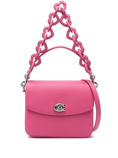 rose pink calf leather grained texture heart motif silver-tone logo plaque foldover top twist-lock closure single detachable top handle detachable shoulder strap main compartment internal zip-fastening pocket internal logo patch logo-jacquard lining slip pocket to the front silver-tone hardware Shoulder Bag Pink, Heart Motif, Coach Logo, Chanel 2, Coach Shoulder Bag, Ballet Flat Shoes, Fun Bags, Pink Bag, Coach Bags