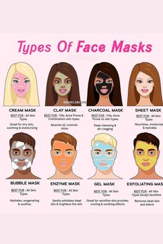 Different Types Of Face, Types Of Face Masks, Natural Face Skin Care, Good Skin Tips