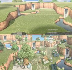 two views of the same area in animal crossing