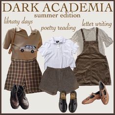 Summer Chaotic Academia Outfit, Light Academia Summer Outfit, Summer Academia Outfits, Academia Aesthetic Outfit Summer, Academic Outfit, Dark Academia Summer Outfit, Cute Traveling Outfits, Spring Academia, Academia Summer Outfit