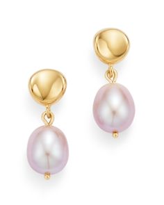 Bloomingdale's Cultured Freshwater Pink Pearl Drop Earrings in 14K Yellow Gold - 100% Exclusive Pink Pearl Gold Jewelry, Yellow Gold Pearl Earrings, Elegant Pink Gold Pearl Drop Jewelry, Delicate Pink Pearl Earrings, Classic Pink Pearl Drop Earrings, Feminine Pink Pearl Earrings, Pink Adjustable Pearl Drop Earrings, Accessories Idea, Jewellery Wishlist