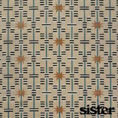 an old rug with stars on it and the word sister written in large black letters