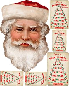 an old fashioned christmas card with santa claus's face and other holiday greetings