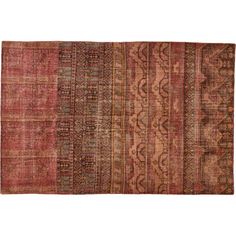 an antique rug with different colors and patterns