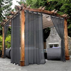 PRICES MAY VARY. WHAT'S IN THE PACKAGE: Each set includes 2 outdoor sheer curtains. Each panels measures 54 wide by 108 inch long and finished with 8 rustproof grommets with 1.6 inch diameter that fits well with standard curtain rods, making them easy to install and move along the pole. PREMIUM SHEER FABRIC: BONZER waterproof outdoor patio curtains are crafted from 100% polyester fabric in a certified STANDARD 100 by OEKO TEX factory. The outdoor sheer drapes made of linen look fabric add more romance and elegance to your decor. LIGHT FILTERING AND PRIVACY BALANCE: This sheer curtain will allow natural light through the beautiful weave but fade the glare of sunlight, which will not only provide exactly light, but also balance your privacy. INDOOR/OUTDOOR MULTIFUNCTION: BONZER indoor/outdoo Outside Curtains, Curtains For Patio, Porch Pergola, Outdoor Curtains For Patio, Pergola Curtains, Bedroom Porch, Patio Curtains, Voile Curtains, Sheer Curtain Panels