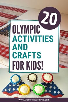 olympic activities and crafts for kids with the title overlay that reads 20 olympic activities and crafts for kids