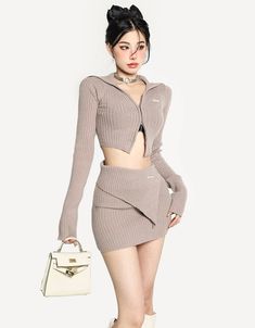 Applicable age: 18-25 years old Size: S M L Color classification: Light coffee color Item number: X22U6079 Market Year Season: Winter 2022 Trendy Solid Mini Skirt For Winter, Trendy Beige Mini Skirt For Winter, Trendy Beige Winter Mini Skirt, Skirt Matching Set, Brown Zip Ups, Coffee Color, Autumn Sales, Winter 2022, Coffee Colour