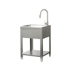 Presenza offers a unique line of premium grade stainless steel sinks. This elegant utility sink station is designed to transform the style and function of your laundry room, workshop, or garage. It features a deep stainless steel sink that can handle just about all domestic cleaning tasks and makes an excellent pet wash station. The farmhouse style stainless steel stand with an integrated shelf provides a convenient space for storing and organizing your cleaning supplies. The single lever handle faucet makes it easy to adjust the water temperature and pressure with one hand. The pull down faucet sprayer head is especially handy in filling pails or washing difficult to clean items. Presenza 24.1-in x 21.3-in 1-Basin Brushed Steel Drop-In Utility Tub with Faucet Stainless Steel | 78770 Pet Wash Station, Sink Station, Stainless Steel Utility Sink, Wash Station, Domestic Cleaning, Utility Cabinets, Cleaning Tasks, Stainless Steel Sink, Laundry Sink