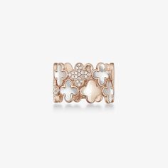 Clover Shaped Gold And Diamond Stacked Band With Pearls - estellacollection Luxury White Flower Ring, Luxury White Flower Shaped Ring, Luxury White Flower-shaped Ring, Diamond Stacks, Fine Gold Jewelry, Colorless Diamond, Diamonds And Gold, Solid Gold Jewelry, Pearl Diamond