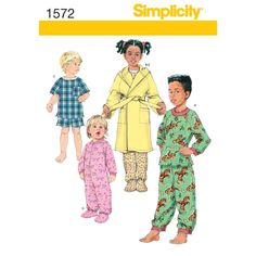 PRICES MAY VARY. Includes sewing templates, fabric suggestions, sizing guides, and instructions to create (3) tops, (2) pair of pants, (1) onesie, (1) pair of shorts, and (1) robe. Clothing sewing pattern for kids can be made to fit sizes 3, 4, 5, and 6. These gender neutral pajama patterns are a great way to handcraft comfy sleepwear for your children! Pieces can be customized in length and fabrics for year round use. Patterns were made in the USA and instructions are written in both English Fr Pajamas Pattern, Childrens Pyjamas, Sewing Templates, Pajama Pattern, Toddler Pajamas, Boys And Girls Clothes, Sewing Patterns For Kids, Simplicity Sewing, Clothes Sewing Patterns