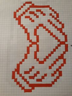 the letter s is made out of red squares and black letters on white grid paper