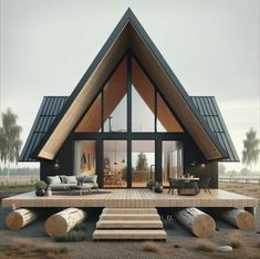 a house that is made out of wood logs