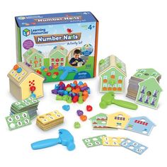 the learning number n is set up in a box with matching numbers and building blocks