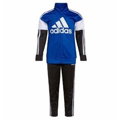 Get Your Child Ready For Any Casual Or Active Occasion With This Colorful 2-Piece Set From Adidas. The Set Includes A Full Zip Jacket With Two Front On-Seam Pockets And Matching Pants With An Elastic Waistband And Two Front On-Seam Pockets. The Outfit Features 3 Stripe Detail And The Adidas Logo For A Sporty Look. The Outfit Comes In Size 4t And Is Made Of 100% Polyester Blended Fabric. It Is Machine Washable For Easy Care. Perfect For Both Activewear And Casual Occasions, This Set Is A Must-Hav Winter Sports Sets With Pockets, Sporty Blue Training Sets, Blue Sportswear Sets For Training, Blue Sportswear Training Set, Blue Sportswear Training Sets, Blue Sports Sets For Winter, Blue Sportswear Sets For Winter, Winter Sports Sets In Blue, Blue Winter Sports Sets