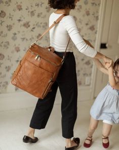 La Mère Grand - Diaper Bag Backpack | Azaria Leather Diaper Bag Backpack, Leather Diaper Bag, Unisex Looks, Spring Capsule, Mom Bags, Diaper Bag Backpack, Backpack Straps, Laptop Pocket, Perfect Bag