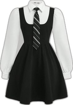 Preppy Uniform, Long Sleeve Collared Dress, Collared Dress, Dress With Tie, Inspiration Mode, Black Long Sleeve, All Fashion, Back To School, Latest Trends