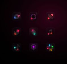 a set of different colored lights on a dark background