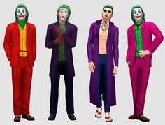 the jokers are dressed in colorful outfits