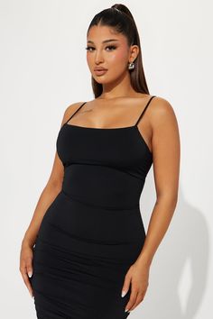 Available In Black, Red, And Navy. Mini Dress Adjustable Spaghetti Straps Square Neckline Ruched Details Stretch 95% Polyester 5% Spandex Imported | Simple Square Neck Mini Dress in Black size Small by Fashion Nova Black Mini Dress With Ruched Back In Elastane, Black Mini Dress With Ruched Back, Black Ruched Back Dress In Elastane, Seamless Elastane Bodycon Party Dress, Black Spaghetti Strap Bodycon Dress With Built-in Bra, Black Seamless Spaghetti Strap Bodycon Dress, Black Bodycon Dress With Spaghetti Straps And Built-in Bra, Black Spaghetti Strap Seamless Dress, Black Seamless Spaghetti Strap Dress