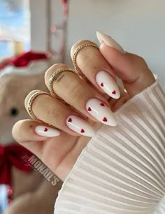 Spring Manicure, Milky Nails, February Nails, Her Nails, Nail Swag, Red Nail, Heart Nails, Spring Nail, Valentine's Day Nails