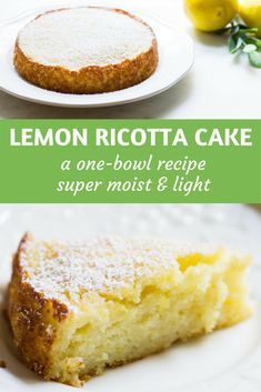 lemon ricotta cake on a white plate