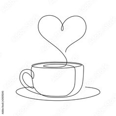 a cup of coffee with a heart above it