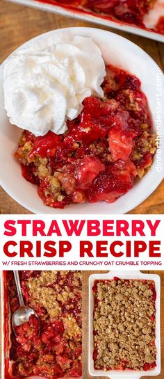 strawberry crisp recipe with fresh strawberries and crunchy oat crumble topping