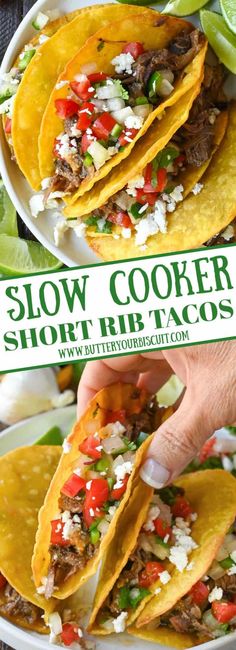 the slow cooker tacos are ready to be eaten