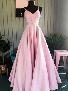 Prom Dresses Pink Long, Dresses Pink Long, Prom Dresses Pink, Pink Spaghetti, Satin Formal Dress, Backless Prom Dresses