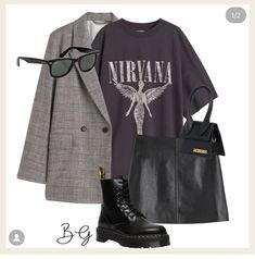 Graphic Tee Outfits, Edgy Outfits, 1 Or 2, Doc Martens, Mode Vintage, Lookbook Outfits, Mode Inspiration