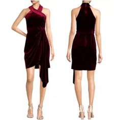 Belle By Badgley Mischka Dress Red Velvet Wine Sleeveless Halter Neck High Neck Ruffle Burgundy Cocktail Dress Size 4 Size: 4 Condition: New With Tags We're Happy To Answer Your Questions! Elevate Your Formal Wardrobe With This Striking Red Velvet Wine Dress By Belle By Badgley Mischka. The Sleeveless Halter Neck And High Neckline Create A Sophisticated Silhouette, While The Rich Burgundy Color And Ruffle Details Add A Touch Of Elegance. Perfect For Cocktail Parties Or Formal Events, This Bodyco Burgundy Cocktail Dress, Badgley Mischka Dress, Wine Dress, Red Velvet Dress, Rich Burgundy, Cocktail Parties, Neck Ruffle, Burgundy Color, Badgley Mischka