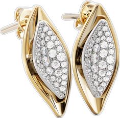 Timeless Gold Diamond Earrings With Pave Setting, Luxury Yellow Gold Diamond Cut Earrings, Luxury Diamond Cut Yellow Gold Diamond Earrings, Timeless Polished Diamond Earrings, Anniversary Yellow Gold Diamond Earrings With Pave Setting, Dazzling Yellow Gold Diamond Earrings With Pave Setting, Gold Marquise Diamond Earrings With Brilliant Cut, Gold Marquise Brilliant Cut Diamond Earrings, Exquisite White Gold Diamond Earrings With Pave Setting