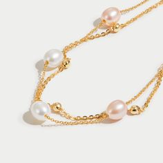 Discover the stunning beauty of real freshwater pearls with this layered bracelet. With beautiful shades of ivory and delicate pink, this bracelet will definitely elevate any outfit. 18K gold plated Freshwater pearl Length: 6.1in (+ 1.8in adjustable) Lobster clasp closure Hypoallergenic, lead & nickel free If you aren't in LOVE with your purchase, please let us know within 30 days of receiving your item, and you'll receive a stress-free refund. Elegant Pink Gold-plated Bracelets, Elegant Pink Bracelets With Pearl Chain, Celine Pearl, Layered Bracelet, Animal Habitats, Crystal Beads Bracelet, Layered Bracelets, Beads Bracelet, Ladies Day