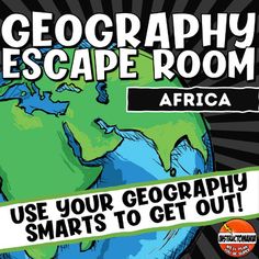 an advertisement for the geography escape room in africa