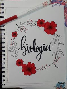 a spiral notebook with the word biblogia painted on it