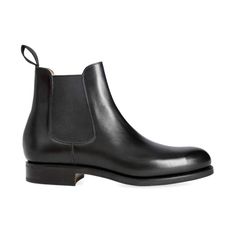 BLACK CHELSEA BOOTS FOR MEN'S Black Calf Leather Boots With Moc Toe, Classic Waterproof Ankle Boots With Leather Sole, Classic Waterproof Ankle Boots With Reinforced Heel, Black Moc Toe Boots In Calf Leather, Classic Ankle Boots With Rubber Heel Cap, Classic Goodyear Welted Waterproof Ankle Boots, Classic Formal Heeled Boots With Heel Pull Tab, Classic High Ankle Chelsea Boots For Fall, Classic Chelsea Boots With Heel Pull Tab