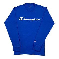 Champion Vintage Men's Royal Blue Long Sleeve Top Men's Size Small Pit To Pit 17" Length 26" Classic Blue Tops With Letter Print, Classic Blue Sports Tops, Blue Long Sleeve Top, Blue Long Sleeve Tops, Mens Hoodies, Vintage Champion, Blue Long Sleeve, Casual Sweatshirt, Long Sleeve Top